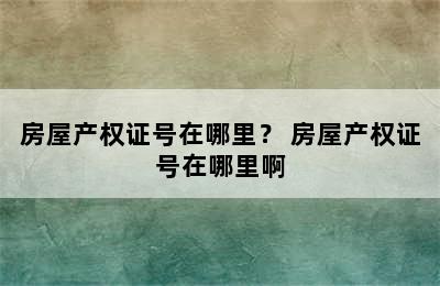 房屋产权证号在哪里？ 房屋产权证号在哪里啊